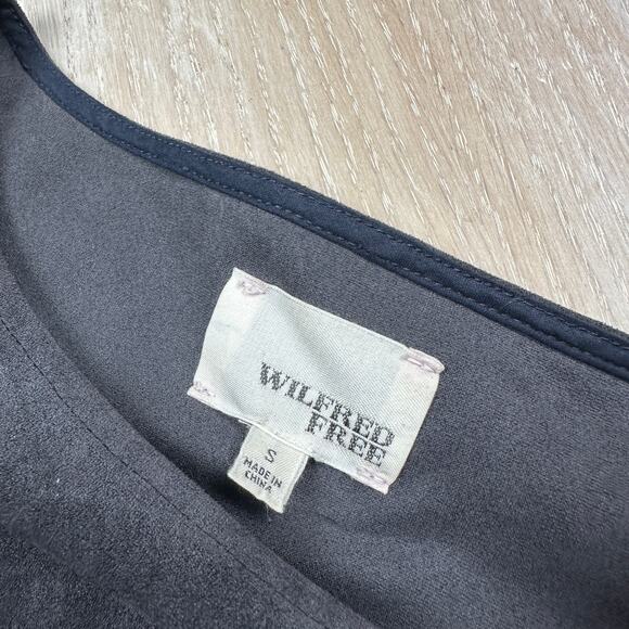 Aritzia Wilfred Free Nori Vegan Faux Suede Boxy Pockets Lagenlook Shift Dress S - Picture 12 of 14